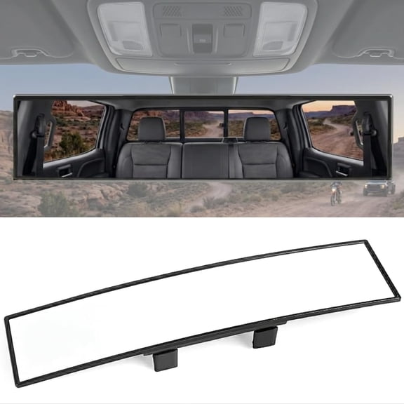 GadgetNestUSA 12-Inch Rear View Mirror for Car, Universal Fit Wide Angle Interior Mirror, Panoramic Clip-On Design for All Vehicles, Cars, Trucks, SUVs, Anti-Glare Clear View Driving Safety Accessory