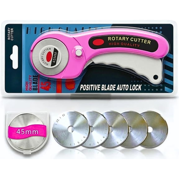 GadgetNestUSA 45mm Rotary Cutter with 5 Extra Cutting Disc Multipurpose Rolling Cutting Tool for Fabric, Leather, Paper, Vinyl, Cardboard, Quilting, Sewing & DIY Craft Projects