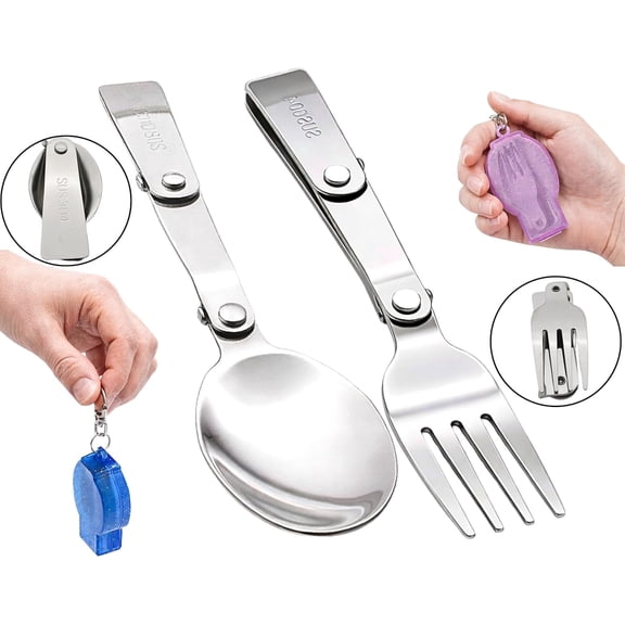 GadgetNestUSA Foldable Spoon and Fork Set with Storage Cases  Portable Travel Utensils for Camping, Picnic & Outdoor Use