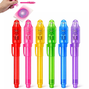 Invisible Spy Ink Pen 6 Pack with UV Light - Secret Message Writing Security Marker for All Ages- Invisible Ink Pen - Secret with Ultraviolet Light