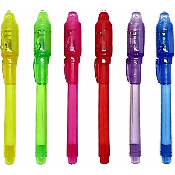 Invisible Spy Ink Pen 6 Pack with UV Light - Secret Message Writing Security Marker for All Ages- Invisible Ink Pen - Secret with Ultraviolet Light