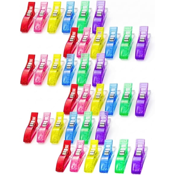 GadgetNestUSA Large Fabric Holding Clips for Sewing & Quilting 30 Pack, Jumbo Quilt Clips, Heavy Duty Textile Fasteners, Multi-Color Plastic Grips for Crafting, Stitching & Patchwork