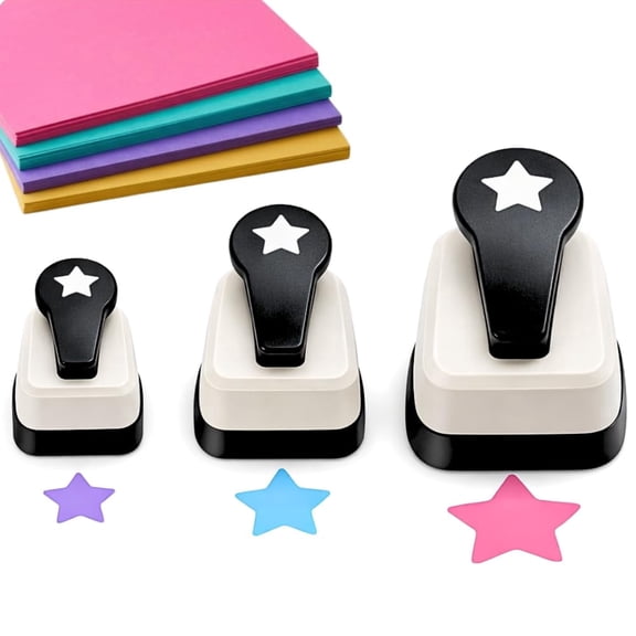 GadgetNestUSA Star Shape Craft Punch Set, Paper Cutter Tool for Scrapbooking, Card Making and DIY Projects, Hand Lever Press, 1 Inch, 5/8 Inch, 3/8 Inch Sizes