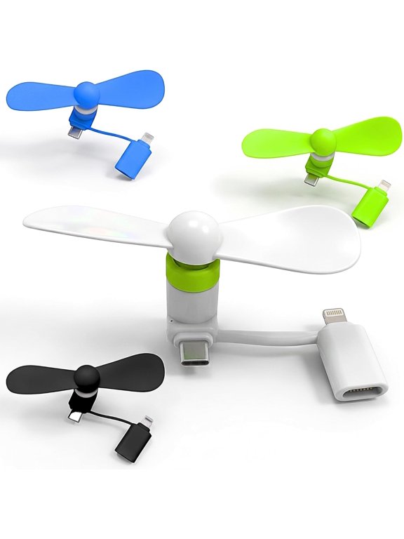 USB Type-C 2-in-1 Phone Fan, Compatible with iPhone 7-17 Series, XS, XR, Plus, Mini, Pro, Max, SE & Samsung Galaxy S, Z Fold/Flip, A, M and Note Series. Works with USB Type-C phones