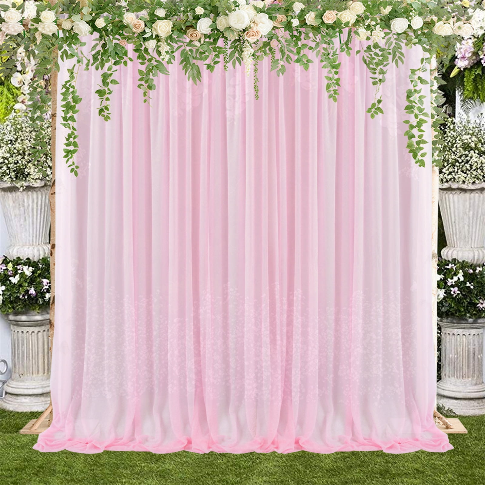 Ganeen 8 Pcs Dusty Rose Chiffon Curtains - 1.5 X 10 Ft Each, For Weddings, Parties, Backdrops & Home Decor