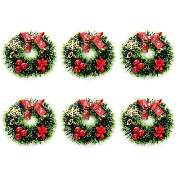 GadgetVLot Garland Candle Garlands Simulation Wreath Bells Door Ornaments Christmas Tree Window Hanging Plastic Home Decoration 6Pcs