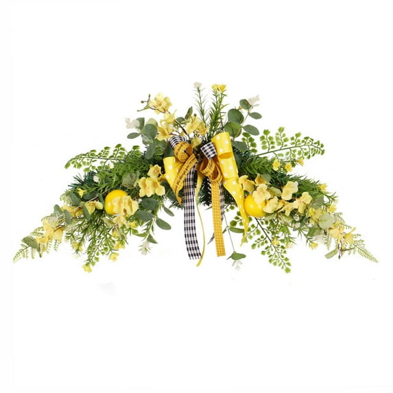 GadgetVLot Spring Fruit Wreath Artificial Lemons Front Door Summer Fruit Door Lemon Ribbon Lintel Wreath