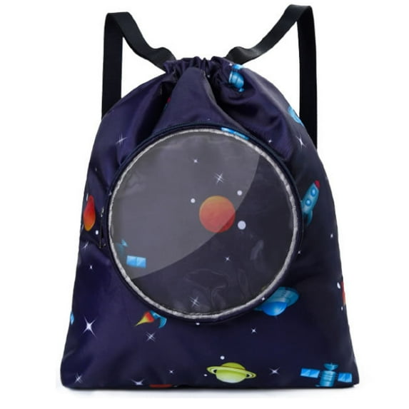 GadgetVLot Storage Bag Drawstring Backpack Water-Resistant Multi Application Blue Grey Cute Animal Print Wet Separation Men Women