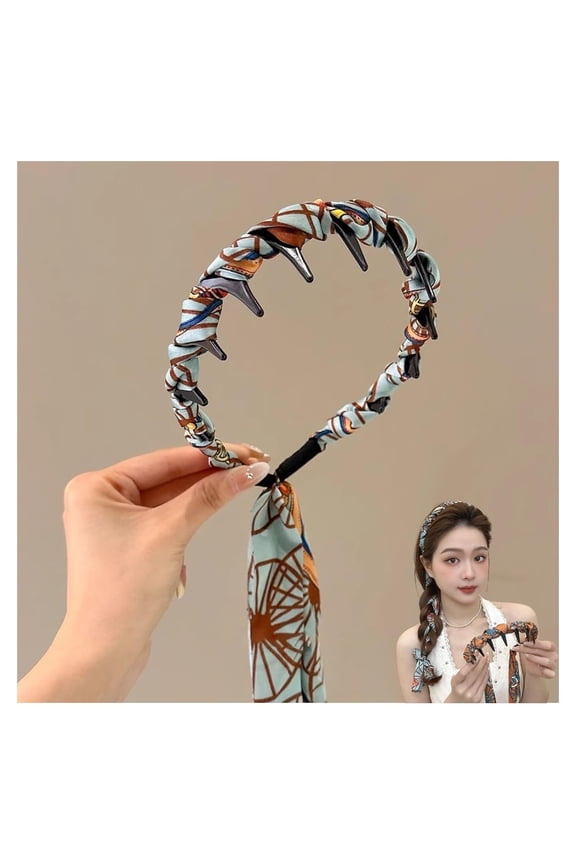 Gadgetcab.Vip Pretty Everyday Wrap Headband with Comb Teeth, Yamloveme Headband, Vintage High Cranium Artificial Pearl Hairband, With Floral Ribbon, Can Be Braided(#1)