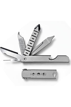 10in1 Stainless Steel Multi-Tool Keychain Compact Pocket Gadget with SIM Ejector Pin, Mini Screwdrivers and Bottle Opener