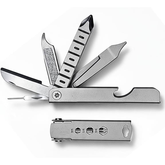 Gadgetime USA 10in1 Stainless Steel Multi-Tool Keychain Compact Pocket Gadget with SIM Ejector Pin, Mini Screwdrivers and Bottle Opener