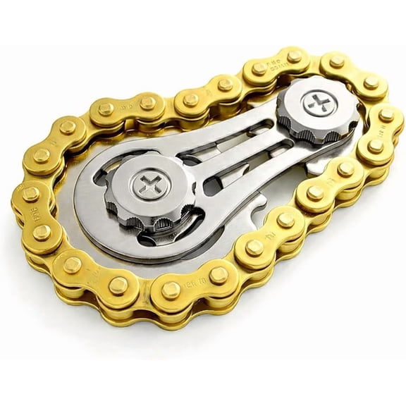 Gadgetime USA Metal Fidget Spinner Bike Chain Style – Premium All-Metal Stress Relief EDC Gadget for Teens & Adults, ADHD Anxiety Focus Aid, Silent Desk Fidget for Office, Gold