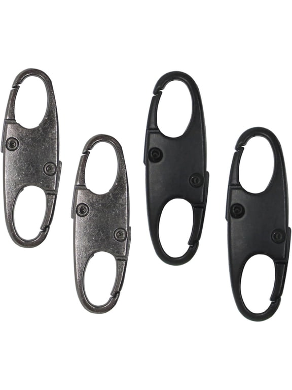 Small Carabiner Zipper Locks Anti-Theft Mini Clips for Bags, Backpacks & Travel Luggage, 2 Gray & 2 Black