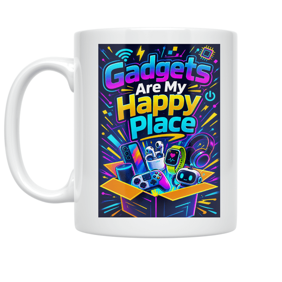 Gadgets Are My Happy Place - Tech Enthusiast - 11 oz Ceramic Coffee Mug