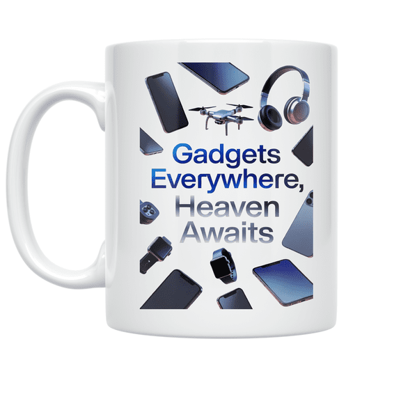 Gadgets Everywhere Heaven Awaits - Tech Enthusiast - 11 oz Ceramic Coffee Mug