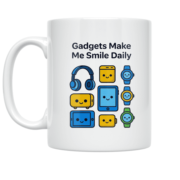 Gadgets Make Me Smile Daily - Tech Enthusiast - 11 oz Ceramic Coffee Mug