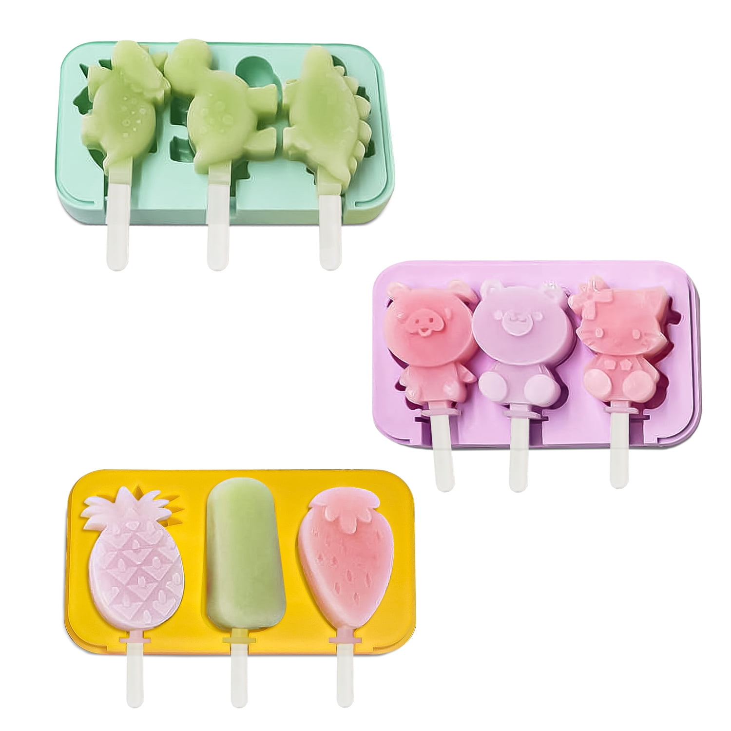 Tovolo Zombie Popsicle Molds (Set of 4) - Mess-Free Silicone Ice Pops with  Reusable Sticks for Freezer Snacks / Dishwasher-Safe & BPA-Free,Green/White