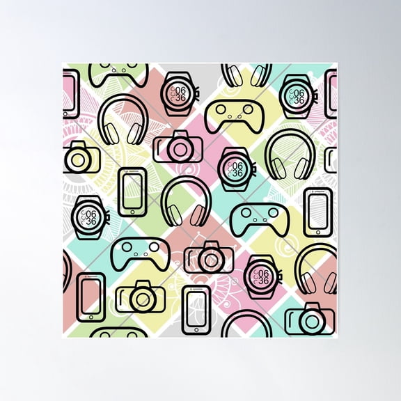 Gadgety Poster Wall Art, Modern Wall Decor For Living Room Bedroom, 24x24 UNFRAMED