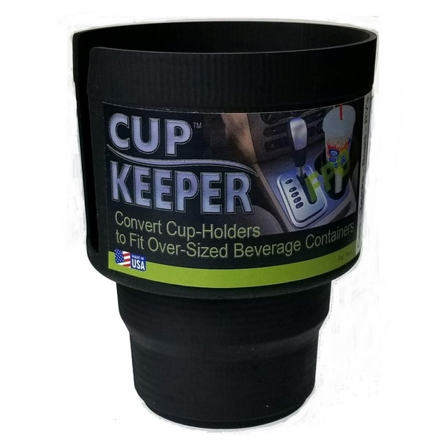 Gadjit Cup Keeper PLUS Car Cup Holder Adapter Expander with Storage, Black Durable Plastic