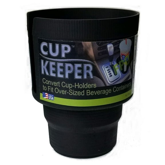 Gadjit Cup Keeper PLUS Car Cup Holder Adapter Expander with Storage, Black Durable Plastic