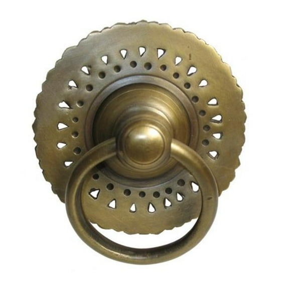 Gado Gado Hardware HRP1010 Ring Pull with Carved Sunburst Backplate