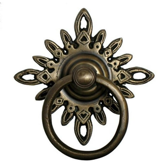 Gado Gado Hardware HRP5012 Ring Pull with Carved Filigree Star Backplate- Medium