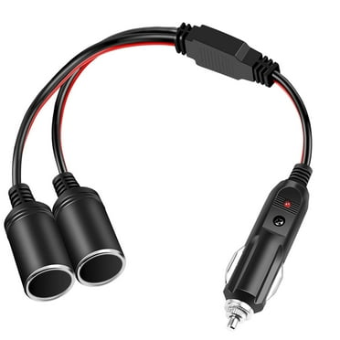 Gadpow 12 Volt Car Cigarette Lighter Splitter Adapter 10 inch Extension Cord Two Ways 16AWG Lighter Socket Plug with 15A Fuse