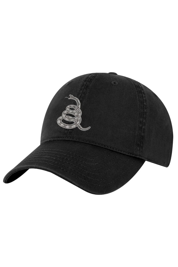 Gadsden Don’t Tread On Me Baseball Hat – Embroidered Rattlesnake Design, 100% Cotton Adjustable Patriotic Cap (Black)