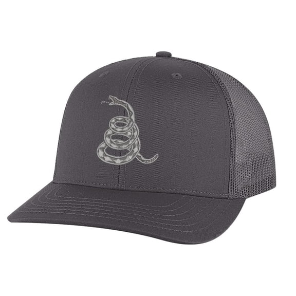 Gadsden Don’t Tread On Me Trucker Hat – Classic Rattlesnake Embroidered Mesh Snapback, Adjustable Patriotic Cap (Charcoal)