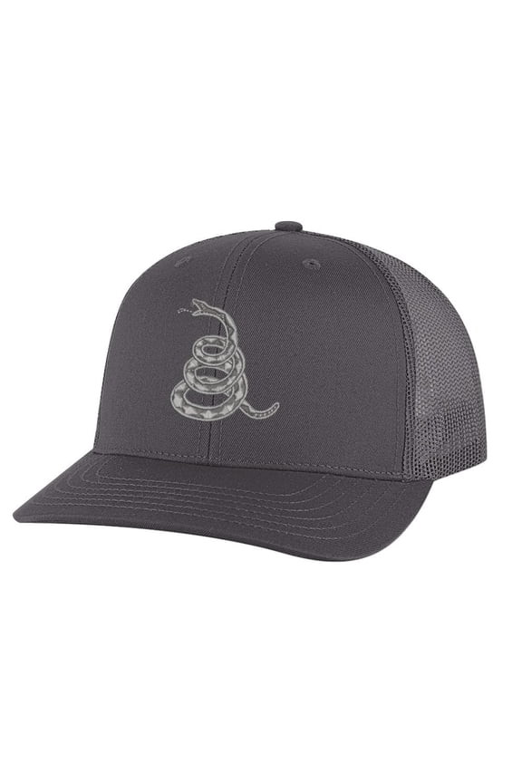 Gadsden Don’t Tread On Me Trucker Hat – Classic Rattlesnake Embroidered Mesh Snapback, Adjustable Patriotic Cap (Charcoal)