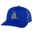 thumbnail image 1 of Gadsden Don’t Tread On Me Trucker Hat – Classic Rattlesnake Embroidered Mesh Snapback, Adjustable Patriotic Cap (RoyalBlue), 1 of 9