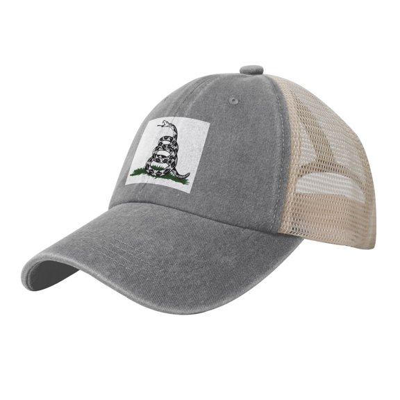 Gadsden Flag - Don T Tread On Me Snake Baseball Cap Trucker Hat For Men Women Adjustable Outdoor Denim Mesh Hat