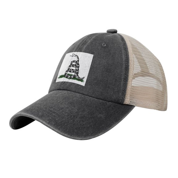 Gadsden Flag - Don T Tread On Me Snake Baseball Cap Trucker Hat For Men Women Adjustable Outdoor Denim Mesh Hat