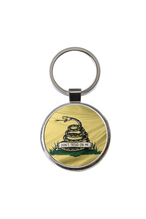 Gadsden Flag Don't Tread On Me Flag Metal Round Keychain