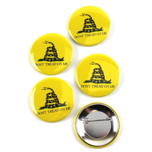 Gadsden Flag - Don't Tread On Me Political Pinback Buttons - 2.25 Inch Round - 5 Pack
