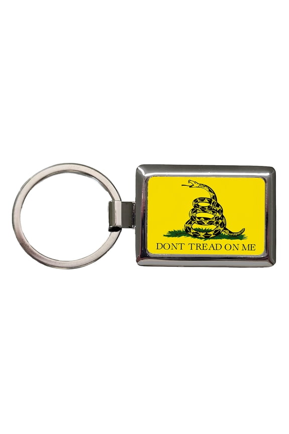 Gadsden Flag Don't Tread On Me Rattlesnake Metal Rectangle Keychain