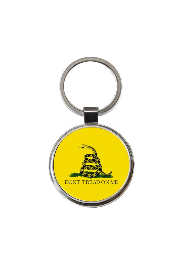 Gadsden Flag Don't Tread On Me Rattlesnake Metal Round Keychain