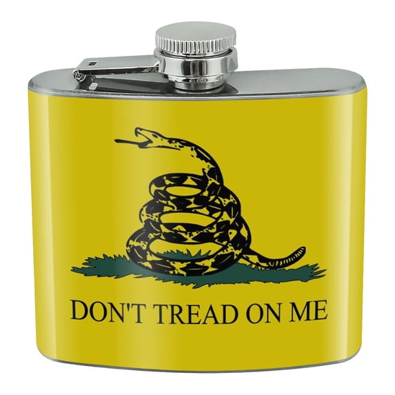 Gadsden Flag Don't Tread on Me Tea Party Stainless Steel 5oz Hip Drink Kidney Flask