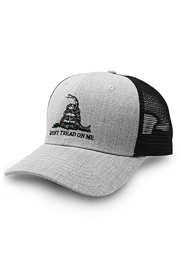 Gadsden Flag Hat for Men and Women – Don’t Tread on Me Snapback Trucker Baseball Cap by International Tie (Grey)