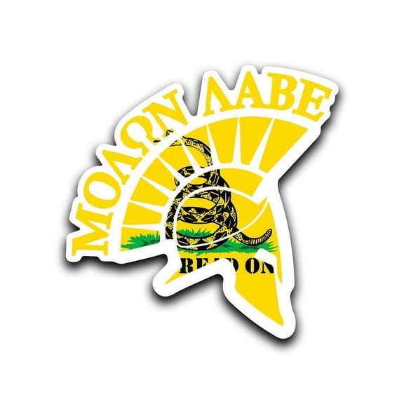 Gadsden Flag Overlay Spartan Vinyl Decal | 5-Inches by 5-Inches | Laminated with UV Protective Laminate | PD2720