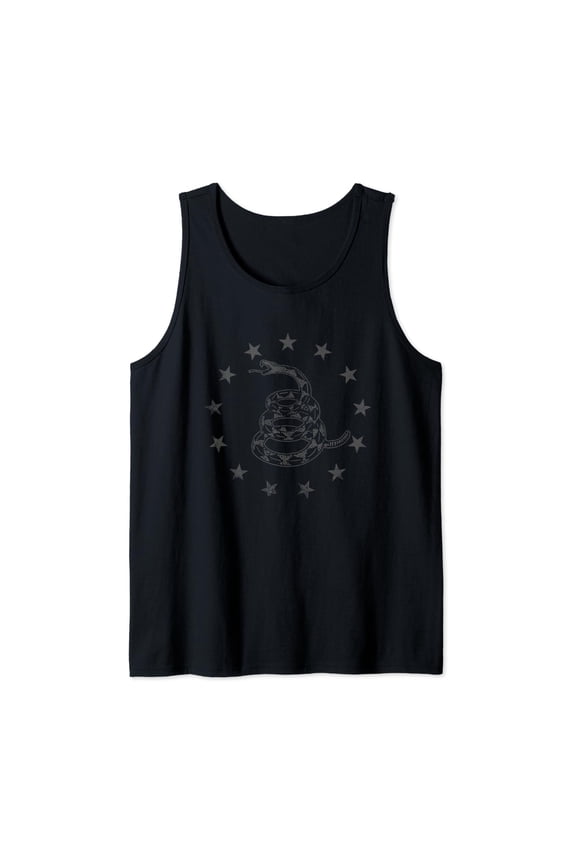 Gadsden Flag Snake Betsy Ross Stars - Tactical Black Tank Top Size S-3XL