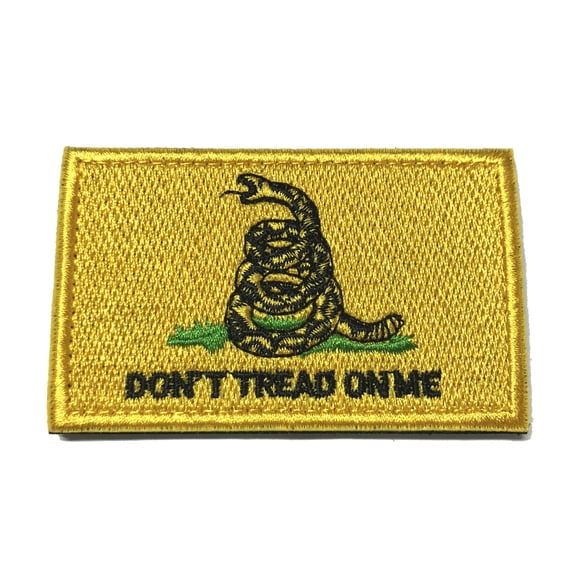 Gadsden Flag Yellow Embroidered Hook & Loop Patch Applique Biker Emblem Tactical