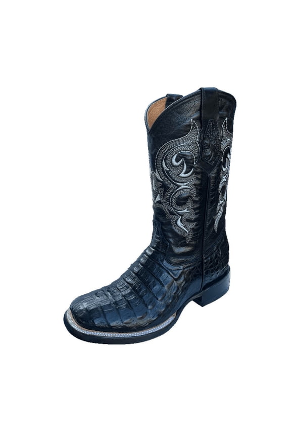 GadwallAR Men's Alex Exotic Western Cowboy Boots-Squre Toe Pull On Leather Belly Black 11.5 Medium