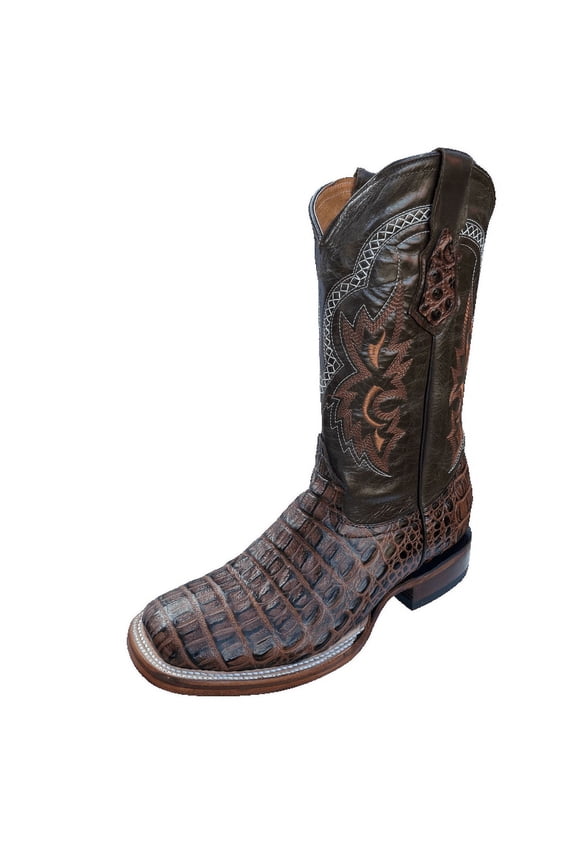 GadwallAR Men's Alex Exotic Western Cowboy Boots-Squre Toe Pull On Leather Belly Cognac 11 Medium