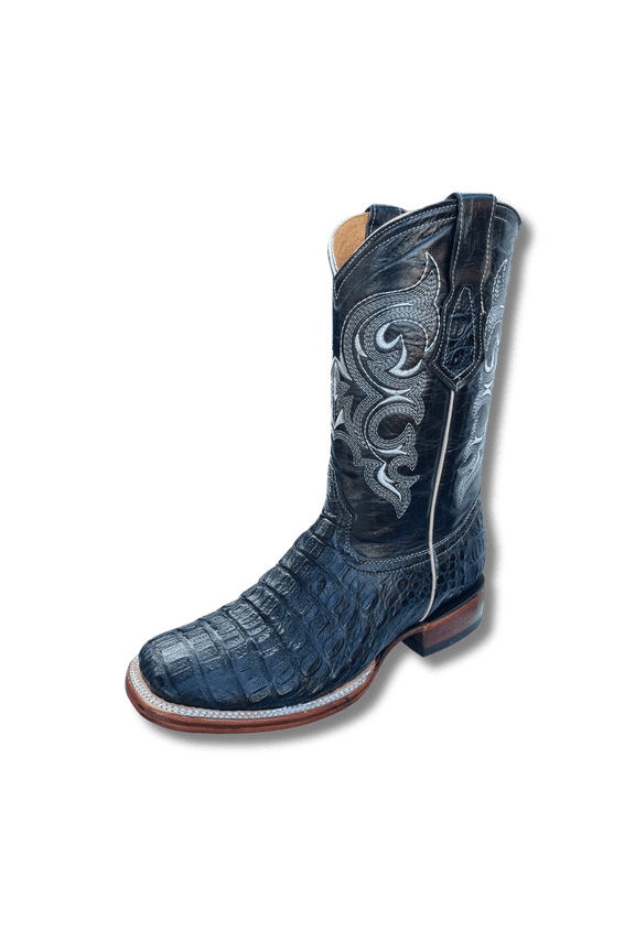 GadwallAR Men's Exotic Pattern Western Cowboy Square Toe Boots in Leather-Alex Series Pull-on in Caiman & Python Styling bota de vaquero para hombre Belly Navy 11.5 Medium