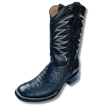 GadwallAR Men's Exotic Pattern Western Cowboy Square Toe Boots in Leather-Alex Series Pull-on in Caiman & Python Styling bota de vaquero para hombre Python Black 10.5 Medium