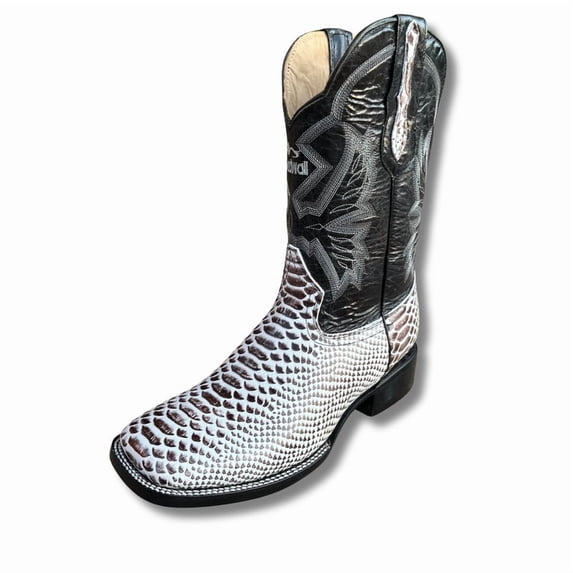 GadwallAR Men's Alex Exotic Western Cowboy Boots-Squre Toe Pull On Leather Salt & Pepper 11 Medium