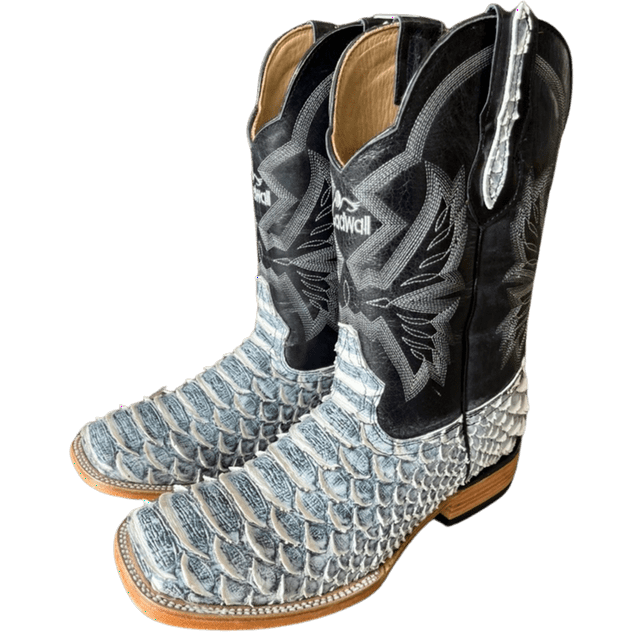 GadwallAR Men's Exotic Pattern Western Cowboy Square Toe Boots in Leather-Alex Series Pull-on in Caiman & Python Styling bota de vaquero para hombre Snake Pepperflake 8.5 Medium