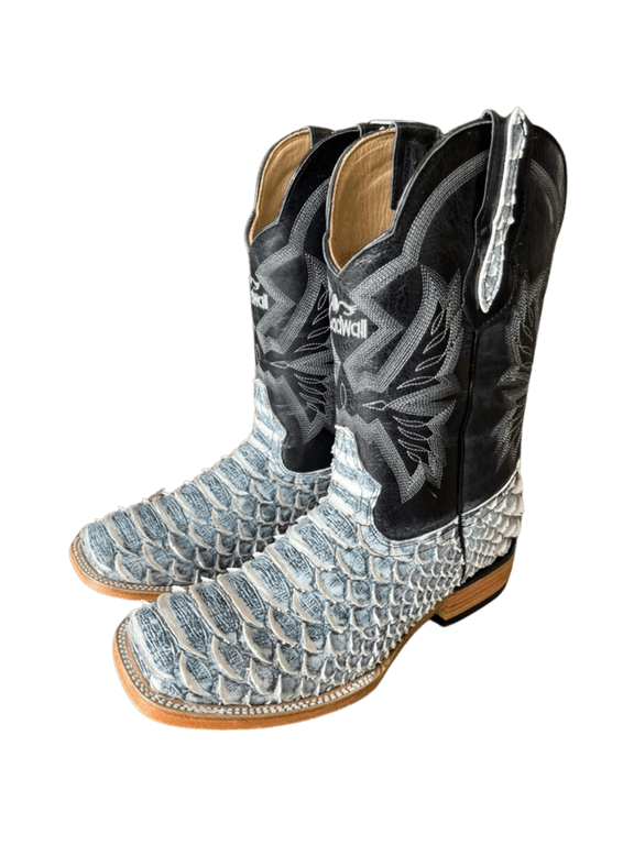 GadwallAR Men's Alex Exotic Western Cowboy Boots-Squre Toe Pull On Leather Snake Pepperflake 9.5 Medium