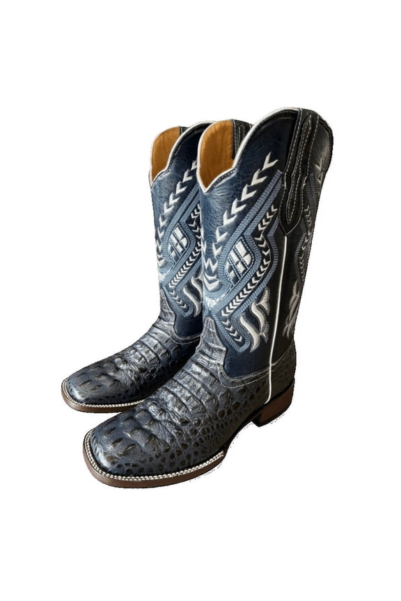 GadwallAR Men's Alex Exotic Western Cowboy Boots-Squre Toe Pull On Leather Neck Navy 8 Medium